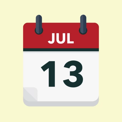 Calendar icon showing 13th July