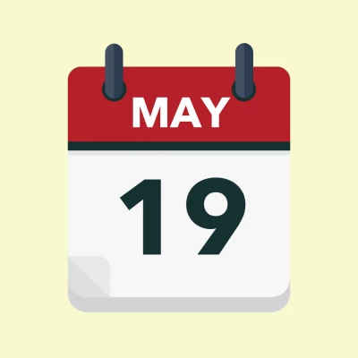 Calendar icon showing 19th May